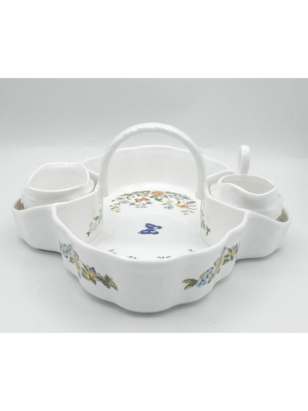 Cottage Garden by Aynsley Strawberry Basket with Cream and Sugar Set of 3 AYNOGA - Picture 3 of 13
